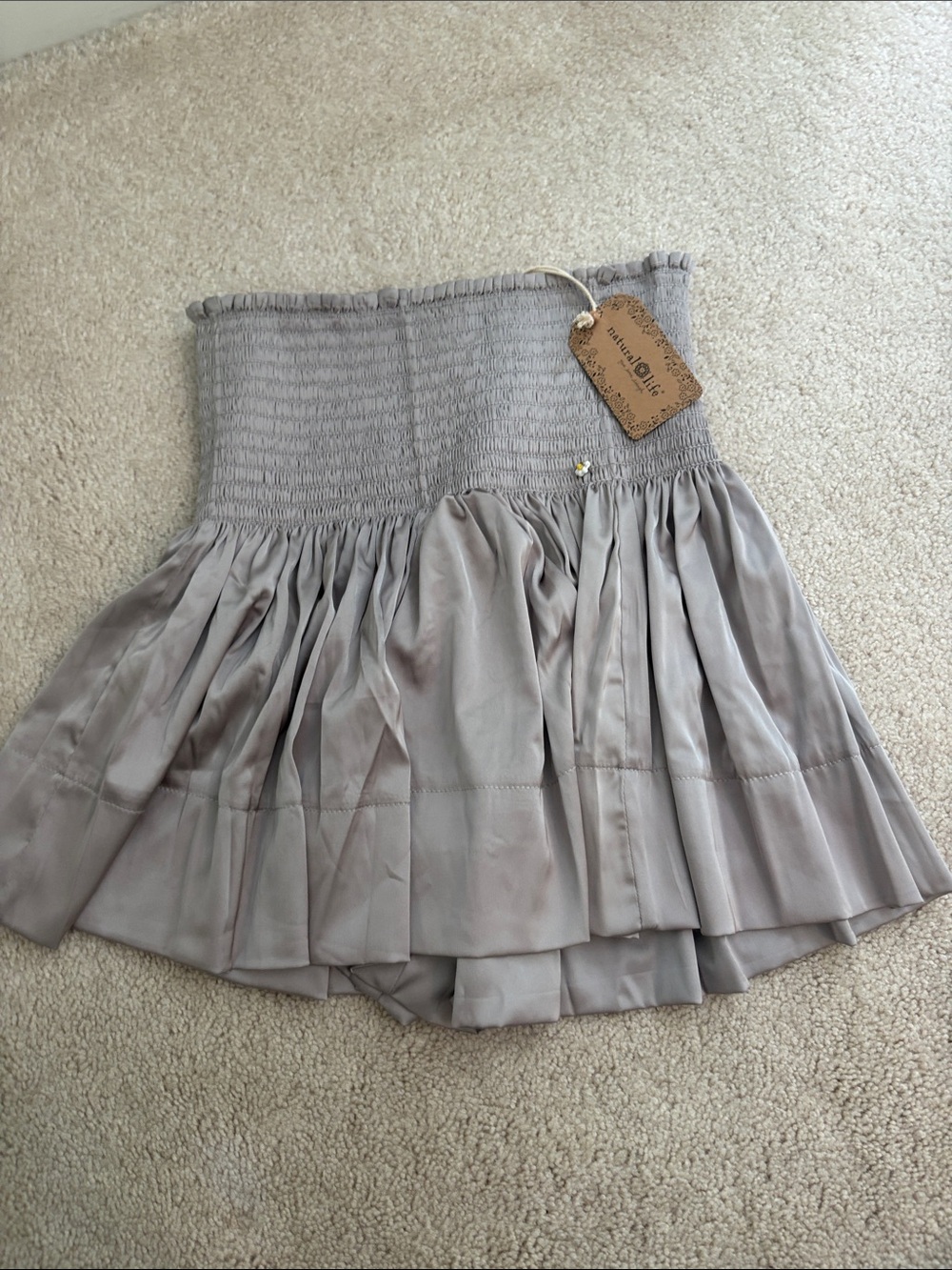 NATURAL LIFE Taupe Smocked Tiered Circle Skirt